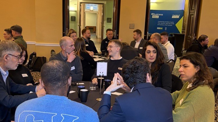 Josh Shelper at a Chamber Networking Breakfast